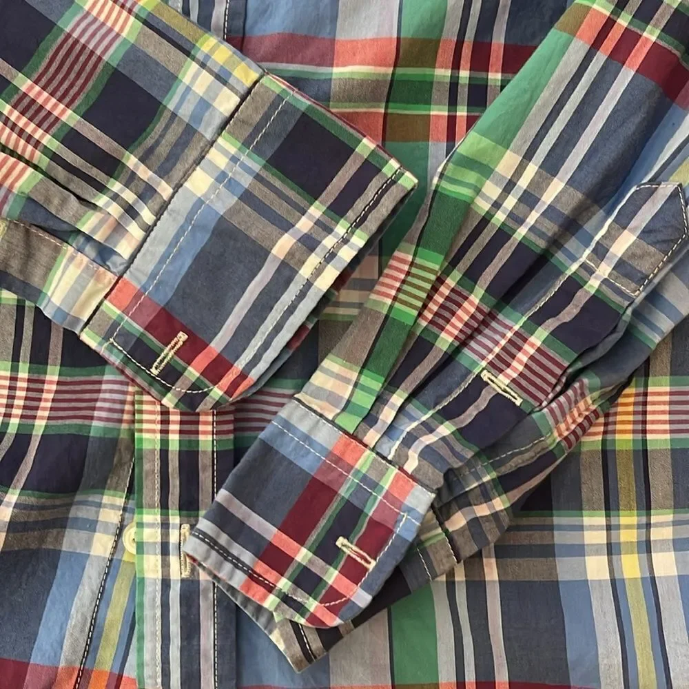 Ralph Lauren Plaid blue green button down Long Sleeve Shirt